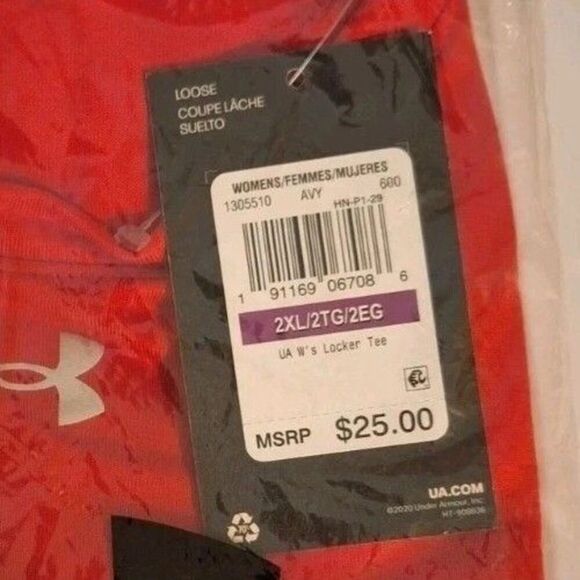 Under Armour UA Locker Tee Red Loose Fit Thin Breathable Womens Size 2XL - Picture 3 of 3